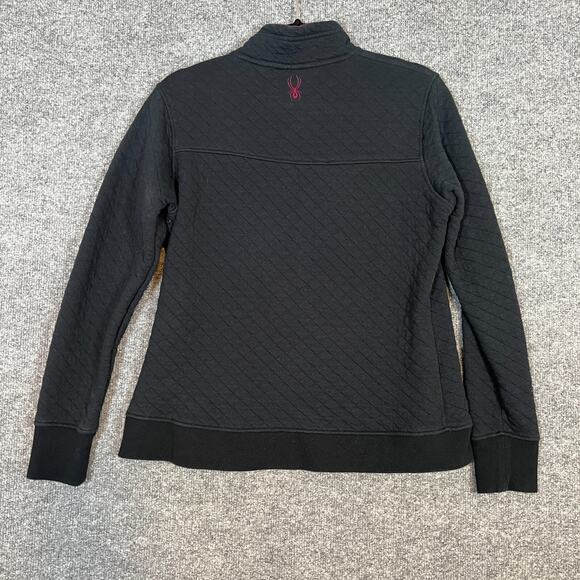 Spyder Sweater Womens Large Black Fitted Tsnap Sweatshirt Pullover Long Sleeve - Picture 8 of 9